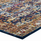 Modway - Entourage Jessa Treillis floraux vintage vieillis Tapis de comédie 8 pi l x 10 pi L - Bleu Orange Jaune Rouge-Haute densité / Tissé à la machine