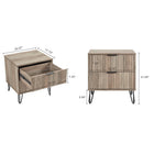 Manhattan Comfort - DUMBO Table de nuit moderne 2 tiroirs 51 cm - Gris rustique - Lot de 2-Poignées de tiroir horizontales en métal avec finition dorée