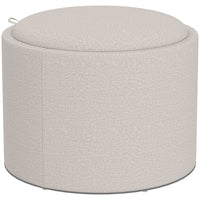 HOMCOM - Table basse ronde avec plateau, rangement et revêtement - blanc crème-Couvercle de plateau amovible avec poignées rainurées pour plus de commodité 