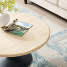 Modway - Lippa Rond de 36 po Faux travertin Table basse, Travertin noir-Tampon feutre non marquant