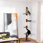 PawHut - Arbre à chat 102 po à 5 niveaux du sol au plafond, centre d’activités pour chat avec griffoir, marron-Griffoir pour protéger vos meubles et votre maison des dommages 