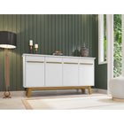 Manhattan Comfort - Buffet moderne mi-siècle Yonkers 160 cm (62,99 po) - Blanc-Recommandé pour un téléviseur jusqu'à 60 pouces