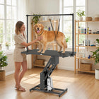 PawHut - Table de toilettage hydraulique pour chien 43 po L, table de toilettage pour animaux-Plateau texturé antidérapant pour assurer la sécurité des animaux pendant le toilettage 
