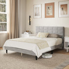 HOMCOM - Cadre de lit plateforme rembourré format queen avec tête de lit - gris-Aucun sommier nécessaire 