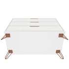 Manhattan Comfort - Rockefeller commode 3 tiroirs style milieu du siècle 35,24" - blanc - lot de 2-Garantie limitée du fabricant de 30 jours
