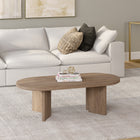 Hudson&Canal - Table basse ovale Alma (48 po de largeur) - Chêne gris vieilli-Fini en chêne gris vieilli aspect bois