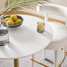 Modway - Lippa Rond de 28 po Bois Bar Table, Or Blanc-Socle métallique résistant aux éclats