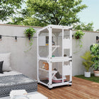 PawHut - Maison pour chat d’extérieur, grande volière avec roues et boîte de repos - 31,5 po L x 30 po l x 70,75 po H - blanc-2 grandes portes avant pour un accès facile et 4 roues pour un déplacement aisé 