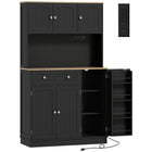 HOMCOM - Armoire de rangement 68 po avec station de charge - noir-Grande capacité avec quatre placards, un tiroir et trois étagères réglables 