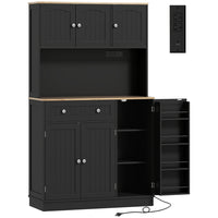 HOMCOM - Armoire de rangement 68 po avec station de charge - noir-Grande capacité avec quatre placards, un tiroir et trois étagères réglables 