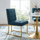 Modway - Privy Acier inoxydable doré Tissu rembourré Chaise d’accent pour salle à manger - Or Azur-Détails Biscuit-Tufted