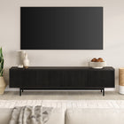 Hudson&Canal - Meuble TV Whitman pour téléviseurs jusqu'à 85 pouces - Grain noir-Construit en acier robuste et en matériaux MDF dans une finition grain noir artisanale