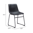 Zuo - Smart Chaise de salle à manger - Noir - Ensemble de 2-Garantie limitée de 3 ans