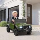 Qaba - Jeep pour enfants Land Rover sous licence 12V à chevaucher - vert foncé-La voiture fonctionne jusqu'à 1 heure avec une batterie de 12V 7Ah 