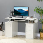 HOMCOM - Bureau d'ordinateur avec plateau clavier et tiroirs de rangement - 47,2 po L x 21,7 po l x 29,5 po H - blanc-Le plateau pour clavier permet de gagner de la place sur le bureau 