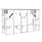 PawHut - Grand enclos extérieur pour chat avec condos, plateformes et échelles - 118,1 po L x 37,4 po l x 74 po H - blanc-Les chats peuvent entrer et sortir indépendamment par la fenêtre 