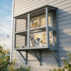 PawHut - Catio enclos extérieur pour chat, boîte de fenêtre 39,4 po L - gris-Ce catio possède un cadre solide en bois de sapin pour plus de stabilité et de longévité 