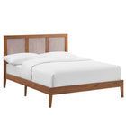Modway - Sirocco Rotin et bois Lit de plateforme complet, Noyer-Assemblée requise