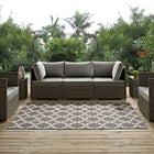 Modway - Cerelia Treillis marocains intérieurs et extérieurs Tapis de comédie 8 pi l x 10 pi L - Gris et beige-Tapis durable d’intérieur et d’extérieur
