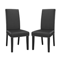 Modway - Parcel Vinyle Fauteuil d’appoint de salle à manger Ensemble de 2 - Noir-Chaise de salle à manger moderne simple