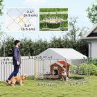PawHut - Enclos extérieur pour chien avec gamelles rotatives réglables 6,6 pi L x 6,6 pi l x 5,1 pi H-Le support de gamelles rotatif avec 2 gamelles facilite l'alimentation 