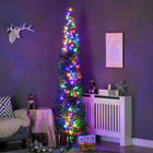 HOMCOM - Arbre de Noël artificiel de 7 - 5 pi avec lumières LED colourées-Les lumières LED colourées consomment peu d'énergie et sont froides au toucher 