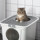 PawHut - Bac à litière fermé pour chat, avec pelle - blanc-Couleur : Blanc, Gris 