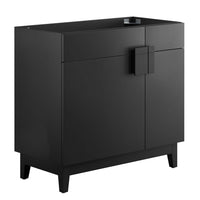 Modway - Miles 36" Armoire de toilette de salle de bain (lavabo non inclus) - Noir-Panneau de particules et stratifié de mélamine
