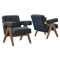 Modway - Lyra Tissu Fauteuil - Azure Fabric - Ensemble de 2-Conception ergonomique pour le confort