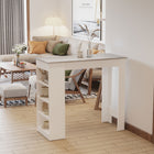 HOMCOM - Table de bar avec 4 étagères de rangement - gris-Le style moderne fait de la table de bar un excellent choix dans un environnement moderne ou traditionnel 