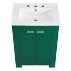 Modway - Maybelle 24" Vanette de salle de bain - Vert Blanc-Bassin d’évier en céramique
