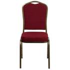 Flash Furniture – Chaise banquet empilable à dossier couronne, siège de 2,5 po, doré, tissu bourgogne (FDC01GV3169)-Chaise de banquet multi-usages