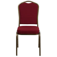 Flash Furniture – Chaise banquet empilable à dossier couronne, siège de 2,5 po, doré, tissu bourgogne (FDC01GV3169)-Chaise de banquet multi-usages