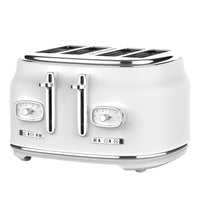 JS Gourmet - Grille-pain rétro 4 fentes extra-larges - Blanc-Capacité 4 tranches