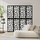 HOMCOM - Séparateur de pièce autoportant à motif géométrique 4 panneaux pour chambre - noir-Dimensions totales : 63 po L x 0,7 po l x 66,9 po H (160 x 1,7 x 170 cm)  
