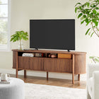 Modway - Cadence 71 po courbé Meuble TV, Noyer-Tablette réglable