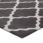 Modway - Marja Treillis marocain Tapis de 5 pi l x 8 pi L - Charbon de bois et ivoire-Dessous du tissu de jute adhéré