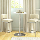 HOMCOM - Table de bar ronde à hauteur réglable - blanc-Revêtement classique en similicuir pour le plateau de table 