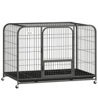 PawHut - Cage pour chien robuste, grande cage pour chien avec roulettes et plateau-Le cadre en acier carré robuste empêche votre chien de mâcher et de s’échapper pour une tranquillité d’esprit totale 
