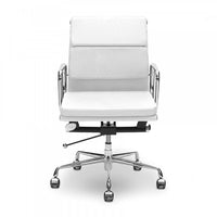 Plata Import – Fauteuil de bureau Lark, dossier bas, blanc (LS-1021-WHITE)-Revêtement polyuréthane