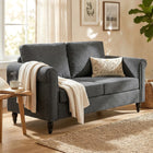 HOMCOM - Canapé loveseat avec accoudoirs courbés - gris foncé-Les accoudoirs roulés et les pieds en forme de gourde dégagent un charme intemporel 