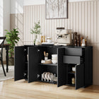 HOMCOM - Buffet latéral à haute brillance 55,1 po L avec 2 tiroirs - noir-Convient pour le salon, la salle à manger et la cuisine 