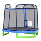 Outsunny - Trampoline pour enfants 84,75 po avec filet de sécurité et fermeture éclair intégrée - bleu-Le trampoline pour enfants est construit avec un cadre en acier et des ressorts 