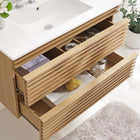Modway - Render Support mural de 36" Vanette de salle de bain - Oak White-MDF et panneau de particules