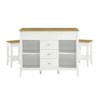 Modway - Farmstead 3 pièces Îlot de cuisine et ensemble de tabouret, Chêne Blanc-10