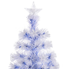 HOMCOM - Arbre de Noël à fibres optiques LED pré-éclairé de 5ft décoration artificielle support blanc-Matériaux : Branches en PVC, base en acier 