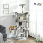 PawHut - Arbre à chat multi-niveaux 62 po H, avec deux niches pour chats - gris clair-Présente un design à plusieurs niveaux de 61,8 po (157 cm), satisfaisant les instincts naturels de grimpe de votre chat 