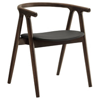 Modway - Henry Cuir et bois véganes Chaise à manger - Noir-Chaise de salle à manger moderne du milieu du siècle