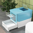 PawHut - Bac à litière fermé pour chat avec pelle, plateau, entrée par le haut, pliable - bleu-L’espace intérieur améliore le confort 