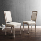 Modway - Court Tissu rembourré Fauteuil d’appoint de salle à manger Ensemble de 2 - Beige-Rembourrage en tissu polyester